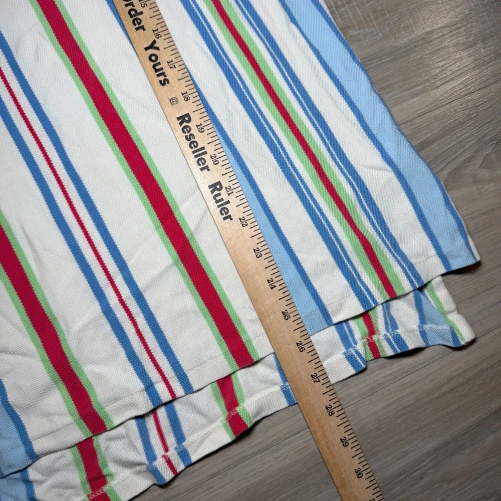 Vintage Made In USA Polo Ralph Lauren Striped Multicolor SL Polo Shirt ‎ Mens L